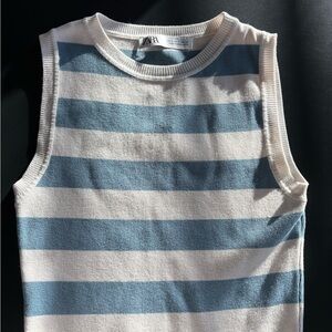 Zara Blue and White Striped Tank Top